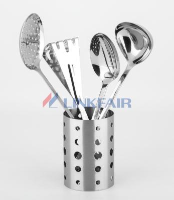 China Viable China 5pcs Stainless Steel Kitchen Utensils Cooking Sets With Tool Container Manufacturers Best On Sale for sale