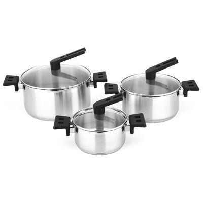 China Sustainable Hot Sale Kitchen Stainless Steel Cookware 6pcs Nonstick Cooking Pot Pouring Set for sale