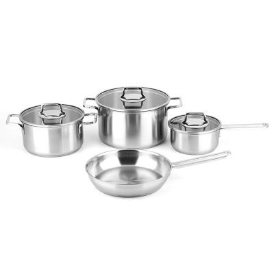 China Sustainable Household Items Kitchen Accessories Stainless Steel Cookware 7 Pieces Kitchenware Pot Cookware Sets for sale