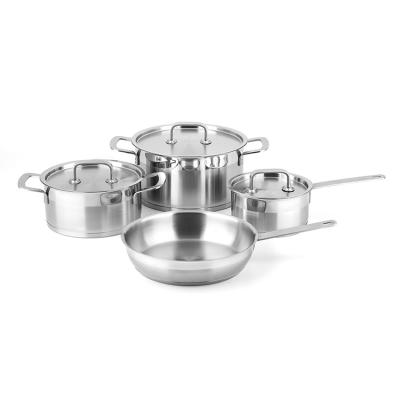 China Sustainable High Quality Stainless Steel Cookware Kitchen Tableware 7piece Pots Stainless Steel Cookware Set for sale