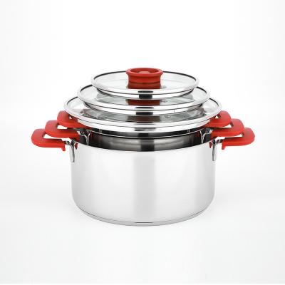 China Sustainable Kitchen Cooking Ware High Quality Stainless Steel Cookware Set With Strainer Lid for sale