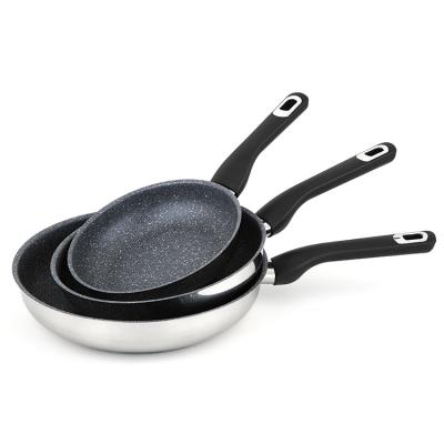 China Viable Hot Sale Frying Pan Cook Food Stainless Steel 304 Non-stick Frying Pan Set for sale