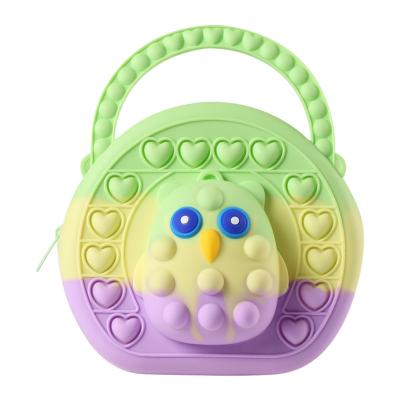 China 3D MODEL 2022 New Mini Silicone Stress Reliever Handbag Push Bubble Noise Sensory Owl Jumping Bag For Kids for sale