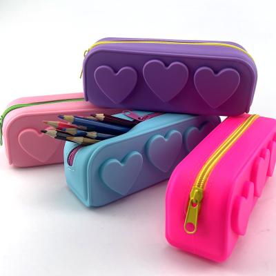 China PATTERN School Pencil Case New Arrival Reusable Large Silicone Purse Push BPA Free Noise Bubbles Student Stationary Pencil Case Decompression Bag for sale