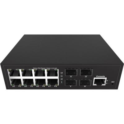 China New Style 4*1g SFP+ 8*10/100/1000base-t Layer 2+ OEM Poe Switch Managed 24Gbps Switches for sale