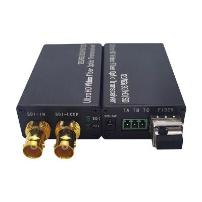 China Telecommunication Mini Converter Optical Fiber 12G-SDI With Reverse RS485 And Looping Single Mode Fiber LC Connector 20KM for sale