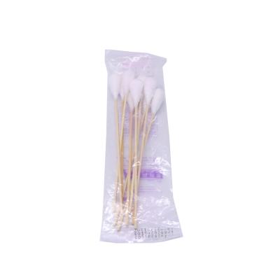 China Medical 100% Pure Disposable Cotton Tip 20cm Single Bamboo Stick Applicators Sterile Cotton Swabs for sale