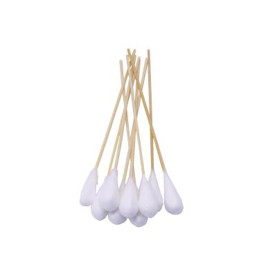 China Medical 100% Pure Disposable Cotton Tip 20cm Single Bamboo Stick Applicators Sterile Cotton Swabs for sale