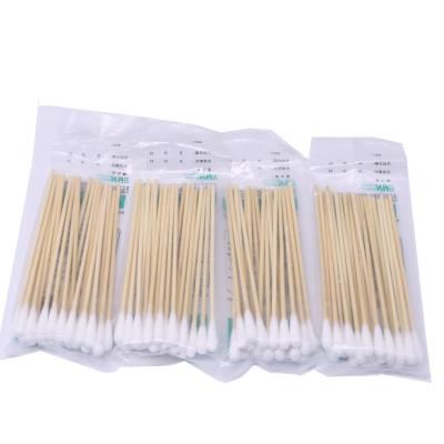 China Tip 12cm Pure Medical Single Bamboo Stick Applicators Sterile 100% Cotton 100% Cotton Swabs for sale