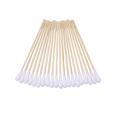 China Tip 12cm Pure Medical Single Bamboo Stick Applicators Sterile 100% Cotton 100% Cotton Swabs for sale