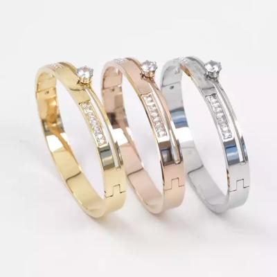 China Nickel-Free Lead-Free Fashion Jewelry Gold-plated Gift Charm Diamond Stainless Steel Fashion Accessory Fine Bracelets For Women for sale