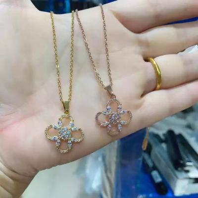 China Casual/Sporty 2022 Factory Wholesale Fashion Jewelry Necklace In Four-leaf Clover Shape Fine Necklaces for sale