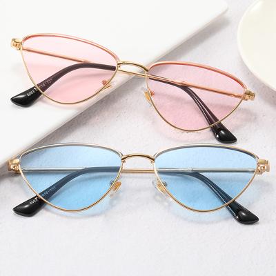 China 2021 Newest Fashion Cat Eye Men Women Metal Frame Shading Sunglasses Small Cat Eye Sun Glass Wholesale Custom Made for sale