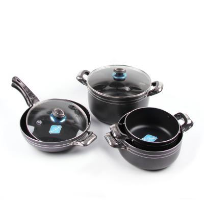 China Sustainable Factory Custom Multifunctional Round Cookware Set Aluminum Nonstick Cooking Pan Set for sale