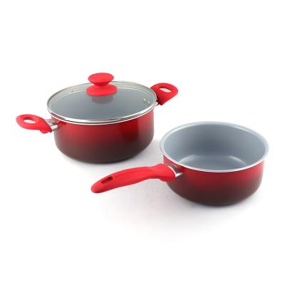 China Sustainable Home Aluminum Nonstick Ketchen Cookware Set With Removable Handle for sale