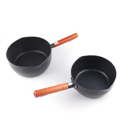 China High quality convenient 2 in 1 sauce pan marble coating aluminum non-stick cookware set with handle for cooking for sale