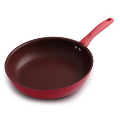 China Ecoramic 28 Cm Kitchen Frying Pan Non Sustainable Stick , Frying Pan With Removable Handle for sale