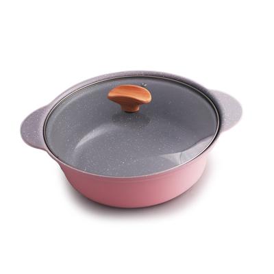 China Sustainable European Style Aluminum Cooking Hot Pot Soup , Non - Stick Soup Pot With Double Ear for sale