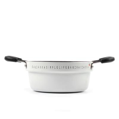 China Custom Size Sustainable Quality Home Kitchen Aluminum Non Sticking Cooking Pot With Two Handle for sale