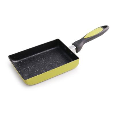 China Sustainable Yellow Aluminum Dry Steak Cooking Oil Free Nonstick Mini Flat Square Pan for sale