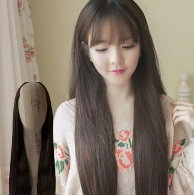 China Realistic Split Long 60cm Long Straight Hair Half U Head Wave Women Deep Wave Face Repair Wig Hair Extensions Girl Fluffy for sale