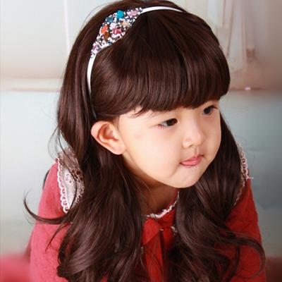 China Hot Selling Manufactur Medium Big Baby Curly Hair Long Girl's Wig 1-10 Years Girl's Hair Child Girl's Wig Regular Wave Children's Wig for sale