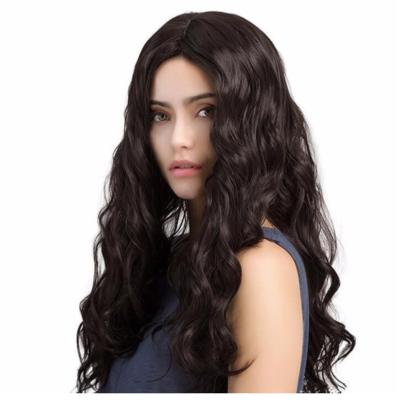 China Small wave wig ladies deep curly black african fashion corn long wave full head set bivided bangs wholesale eroning 70cm for sale