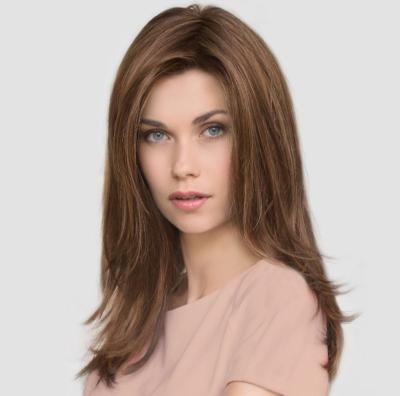 China European and American selection deep wave gold brown straight black fashion ladies long long ladies wig head full set bangs bivided ironing 65cm for sale