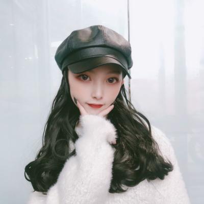 China New autumn and winter deep wave cap wig women in long curly duck hair PU long hair spot girl soft fresh tongue leather wholesale for sale