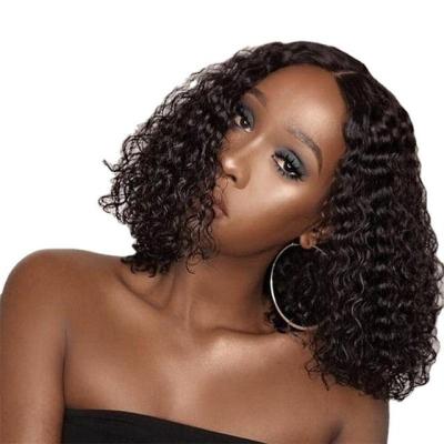 China Water wave wig women's fashion 13*small curly wave 14' lace 4 volume front black Africa beautiful small hot sale chemical fiber wig set for sale