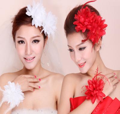 China Bridal Red Flower Shop Bridal Wrist Flower Red Flower Shop Wedding Lace Trinket Trinket Headdress 18 Colors for sale