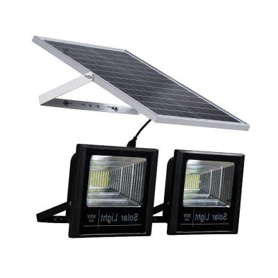 China Free Shipping DOUBLE LAMP India IP65 ABS 60W LED Outdoor Solar Flood Light for sale