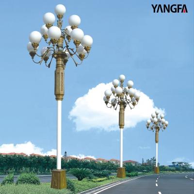 China ROAD chinese style luxury upper class led post lamps, 3 4 5 6 globe head garden light for sale