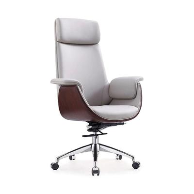 China Adjustable (height) Boss white luxury leather executive back support office study computer home lifting swivel office chair office furniture for sale