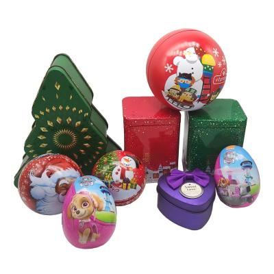 China Gift & Decorative Craft Design Christmas Gift Tin Box Round Candy Metal Gift Box With String for sale