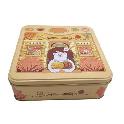 China Eco-Friendly Square Tin Box High Quality Food Smooth Packaging For Cookie Gift Chocolate Candy Tin Cans Moon Cake Tin Box With Lid Tin for sale