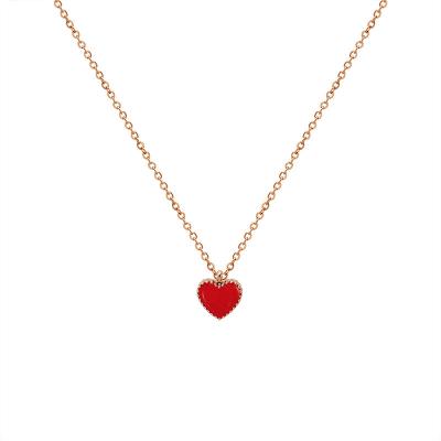 China Cute Stainless Steel Jewelry Double Faced Heart Clavicle Chain Pendant Necklace Rose Gold Plated Necklace Jewelry For Women Girls for sale