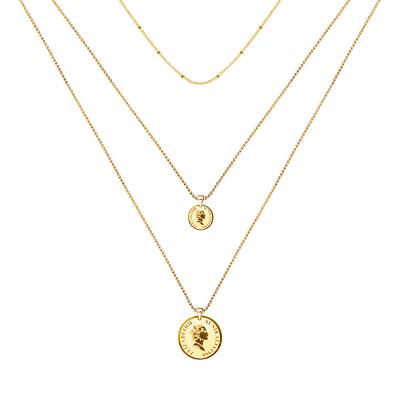 China Retro FASHIONABLE Queen Elizabeth Portrait Coin Necklace From Middle Ages Gold Plated Tasty Layered Necklace for sale