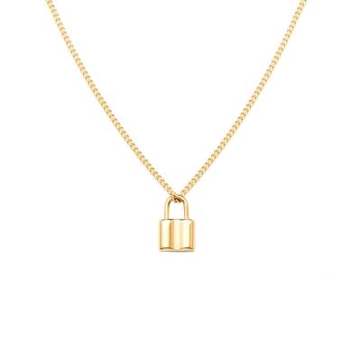 China Trendy Hot Selling Fashion Style 18k Gold Titanium Chain Small Steel Lock Head European Pendant Necklace for sale