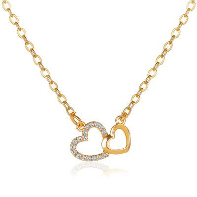 China Shining Alloy Diamond Pendant Clavicle Chain Plating Fashion Jewelry Trendy Heart Shaped Necklace for Women for sale