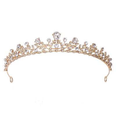 China Alloy Wedding Bridal Diamond Simple Bride Crown Headwear Fashion Girls Headdress Hair Circle Birthday Tiaras for sale