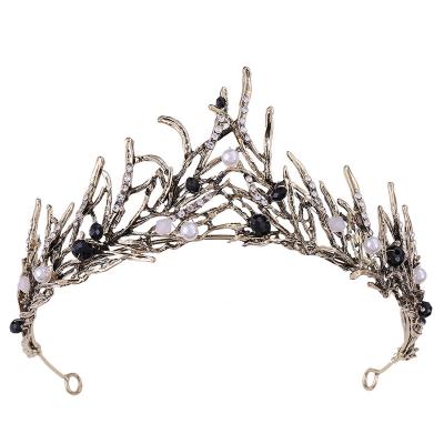 China Bridal Wedding Taira Crowns For Women Hair Accessories Crystal Rhinestone Headdress Hairband Pearl Vintage Headwear for sale