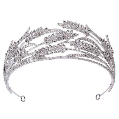 China New Headwear Wholesale Price Design Fashion Rhinestone Crystal Wheat Bride Crown Hairband Tiaras Wedding Crown Hair Accessories for sale