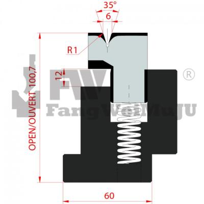 China 1045 die out 35 degree flattening die/V6/H100 - 3037/6 die press brake for sale