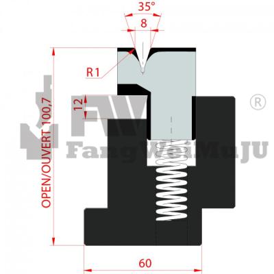 China 1045 die out 35 degree flattening die/V8/H100 - 3037/8 die press brake for sale