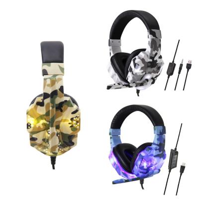 China Auriculares Audio Headband Camouflage Sound Effect Gaming Earphone Portable Luminous Headset With MIC PS4 PC Gamer Accessories for sale