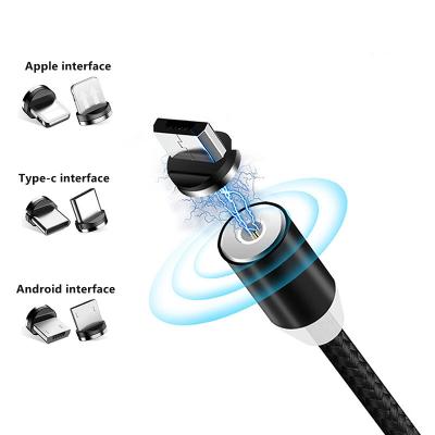 China ALL Phone and Table PC Three-in-One Magnetic Micro USB Type-C Charging Cable 360 ​​Degree Circle Android Magnetic Line Data Cable for sale