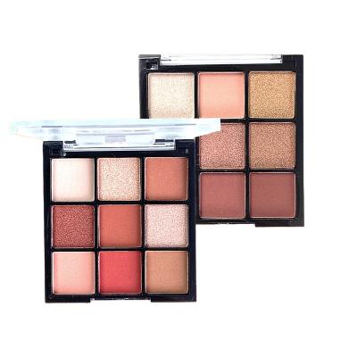 China Multipurpose Matte Eyeshadow Palette Blusher Bronze Waterproof Makeup Tray Shimmer Eyeshadow Palette 9 Colors Wholesale for sale