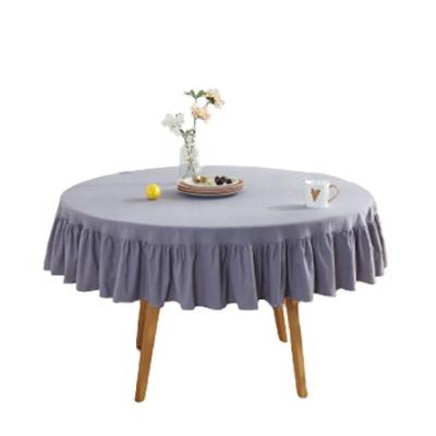 China Wholesale Machine Washable Around Dashboard Ruffled Cover Eco Living 100% Cotton Table Cloth for sale