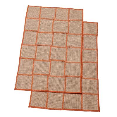 China Other 100% Handmade Burlap Color-block Jute Place Mat Decor Handmade Place Mat for sale